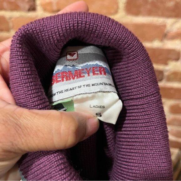 Obermayer Turtleneck Sweater Flower Applique Shoulder Pads Women's Small - Picture 6 of 7